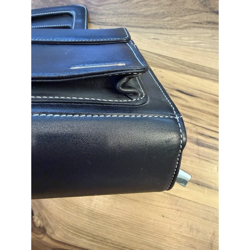 Franklin Covey Full Grain Leather Zip Planner Binder Organizer Black